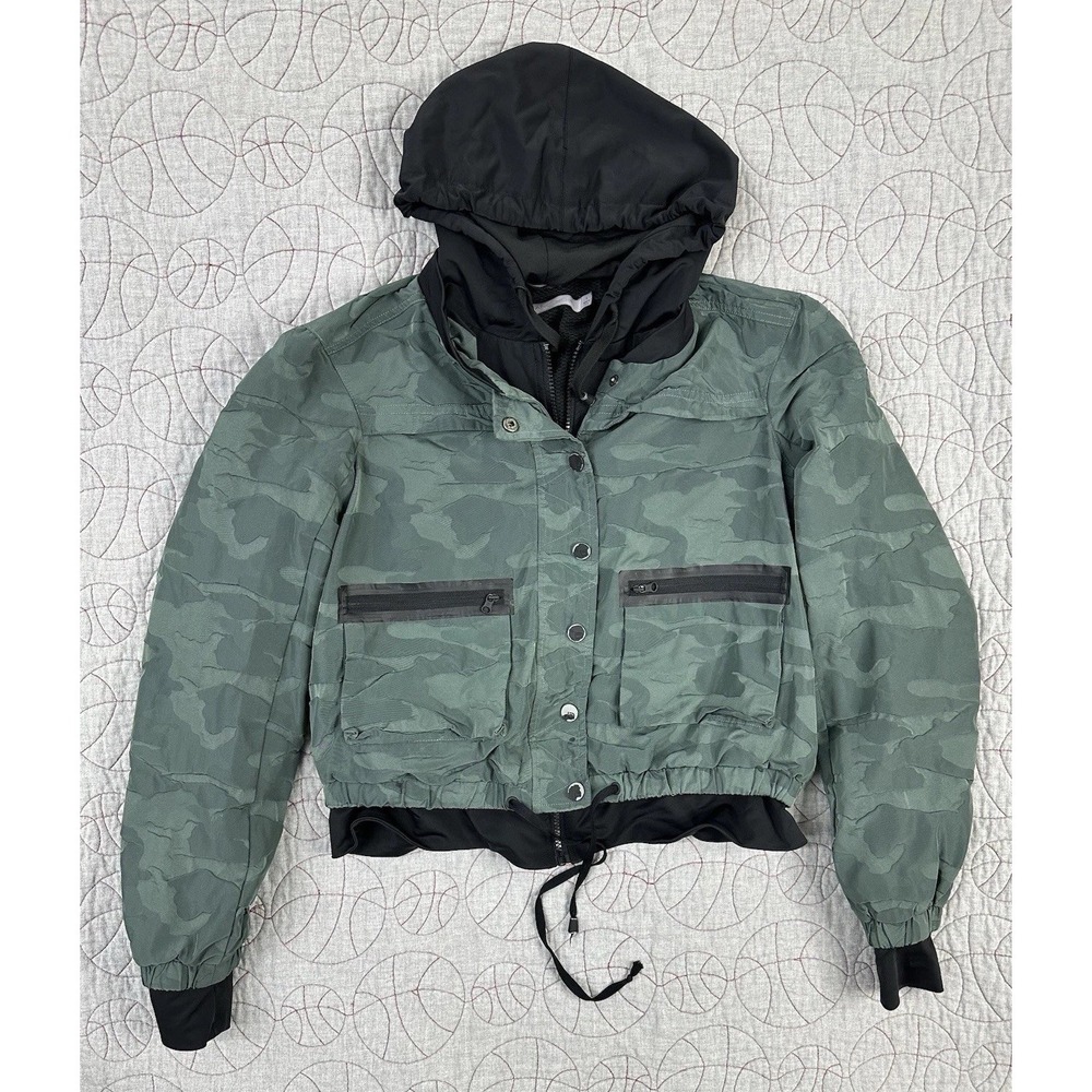 Blanc‎ Noir Skyfall Aviator Green Camo Hooded Jacket / Women's Large